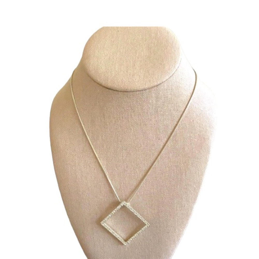 Crystal Rhinestone and Silver Pendant Necklace